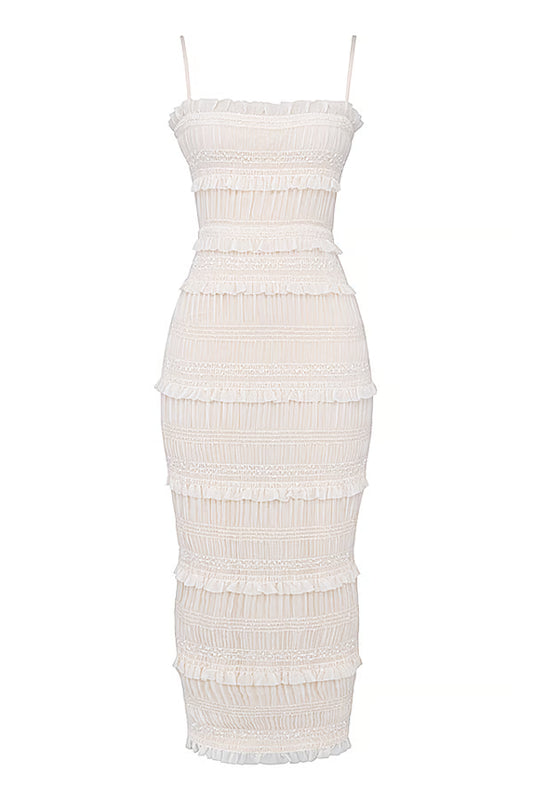 Vestido largo plisado con lentejuelas Solana