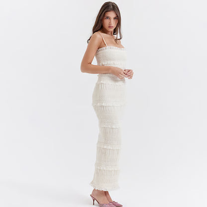 Vestido largo plisado con lentejuelas Solana