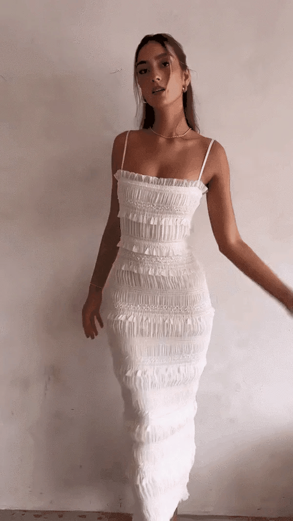 Vestido largo plisado con lentejuelas Solana