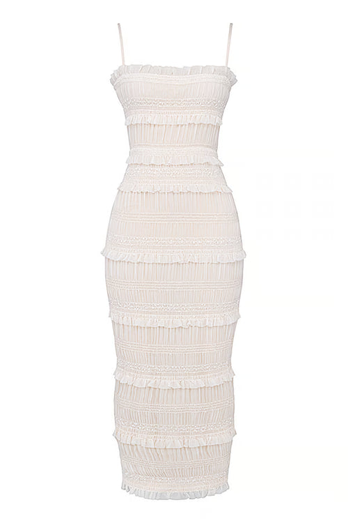 Vestido largo plisado con lentejuelas Solana