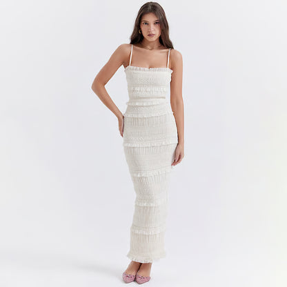 Vestido largo plisado con lentejuelas Solana