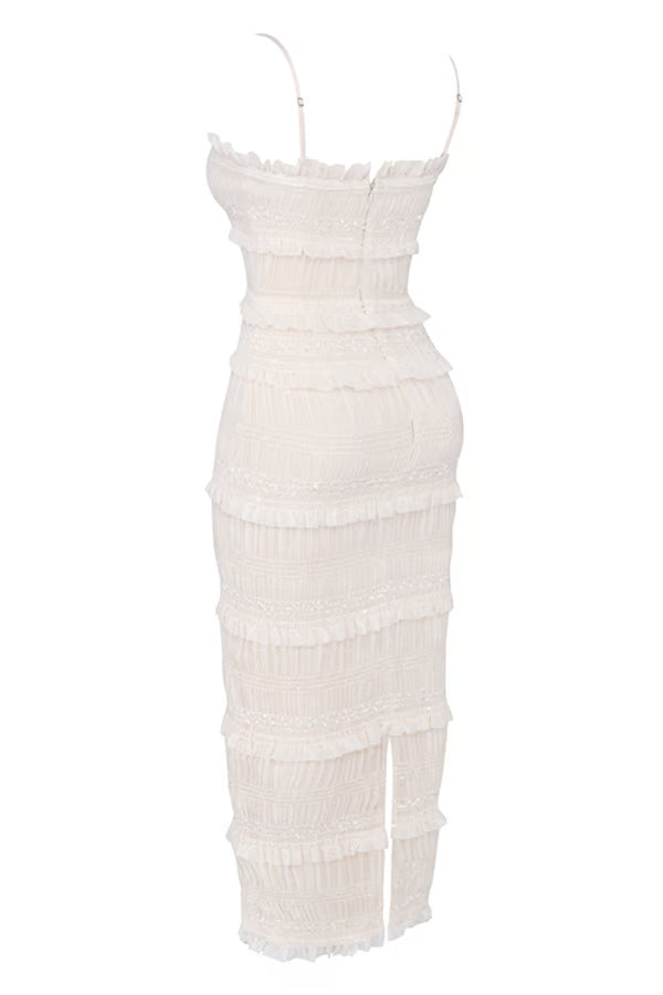 Vestido largo plisado con lentejuelas Solana