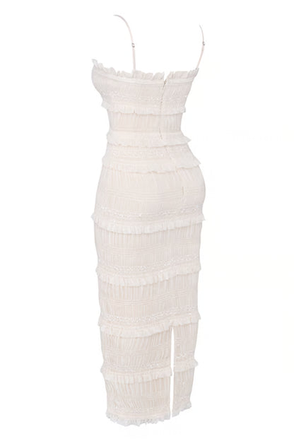 Vestido largo plisado con lentejuelas Solana