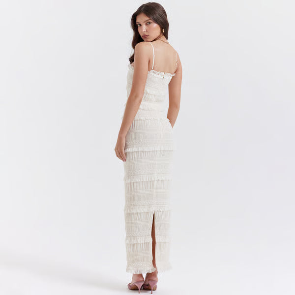 Vestido largo plisado con lentejuelas Solana