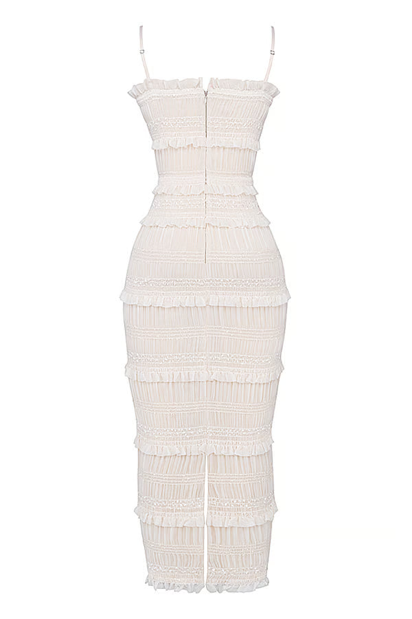 Vestido largo plisado con lentejuelas Solana